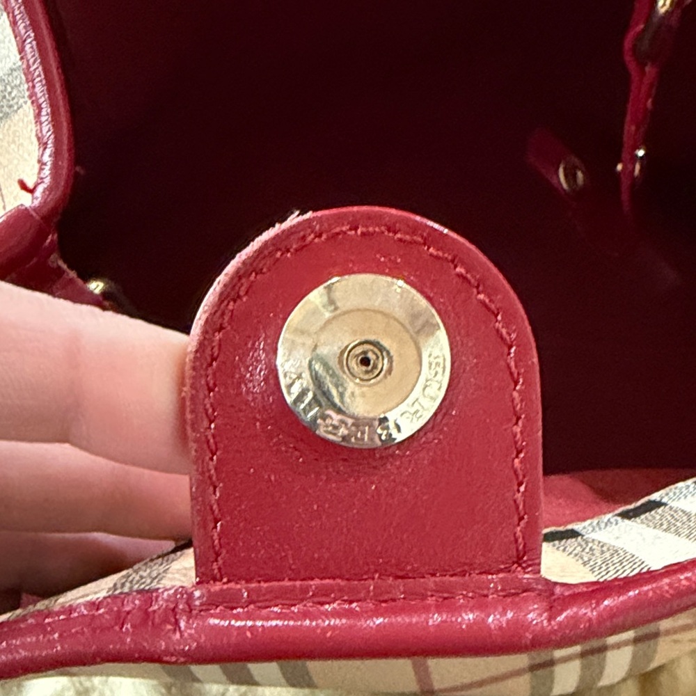 Burberry Red and Cream Plaid Shoulder Bag - Picture 10 of 13